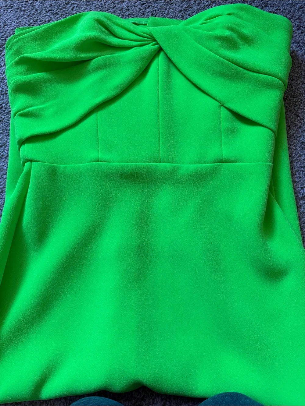 Alex Perry Neon Green Strapless Twist-Front Midi Dress - Picture 4 of 5